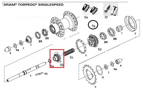 KUPPLUNG SRAM TORPEDO SINGLESPEED, NACKT